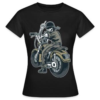 Moto Motard Fuck you Provocation Squelette - T-shirt Femme - noir - Devant - AI Model Female 172 dark (172cm)