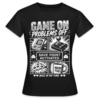 Problèmes de Game On Off Retro Gaming - T-shirt Femme - noir - Devant - AI Model Female 172 dark (172cm)