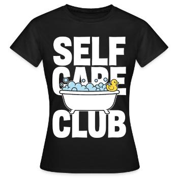 Self Care Club mit Schaumbad und Ente - Frauen T-Shirt - Schwarz - Vorne - AI Model Female 172 dark (172cm)
