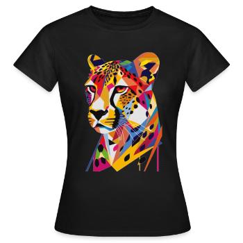 Gepard - Frauen T-Shirt - Schwarz - Vorne - AI Model Female 172 dark (172cm)