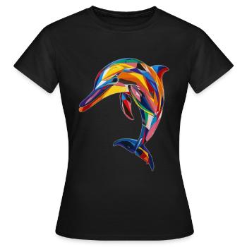 Delphin - Frauen T-Shirt - Schwarz - Vorne - AI Model Female 172 dark (172cm)