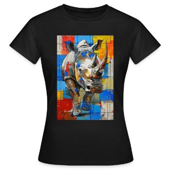 Nashorn - Frauen T-Shirt - Schwarz - Vorne - AI Model Female 172 dark (172cm)