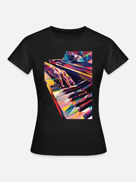 Klavier - Frauen T-Shirt - Schwarz