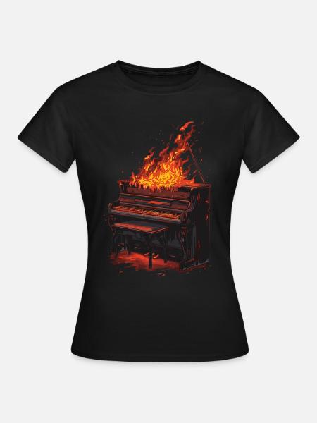 Klavier - Frauen T-Shirt - Schwarz
