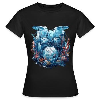 Fisch Trommeln - Frauen T-Shirt - Schwarz - Vorne - AI Model Female 172 dark (172cm)