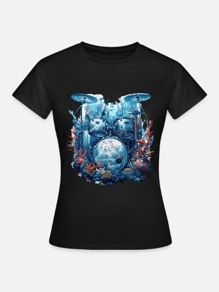 Fisch Trommeln - Frauen T-Shirt - Schwarz