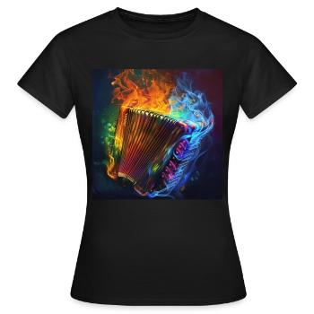 Akkordeon - Frauen T-Shirt - Schwarz - Vorne - AI Model Female 172 dark (172cm)