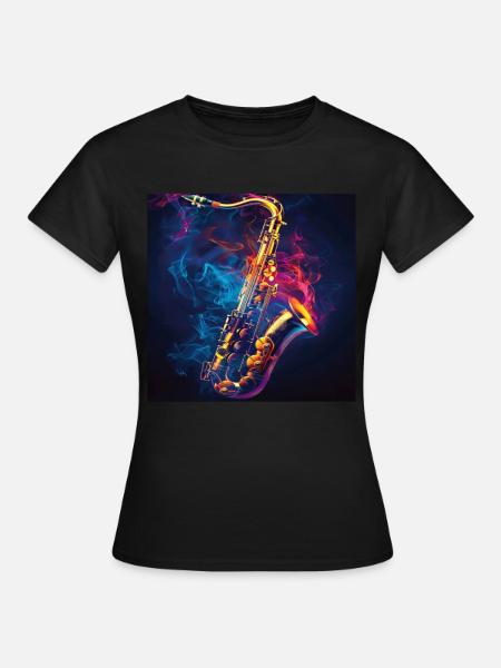 Saxophon - Frauen T-Shirt - Schwarz