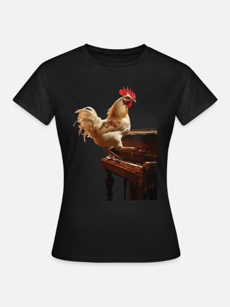 Hahn Klavier - Frauen T-Shirt - Schwarz