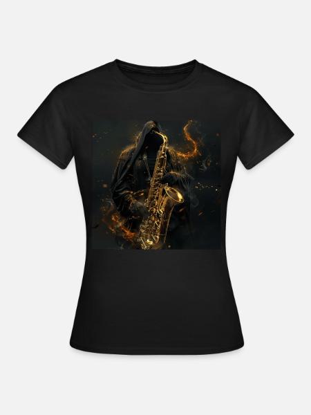 Saxophon - Frauen T-Shirt - Schwarz