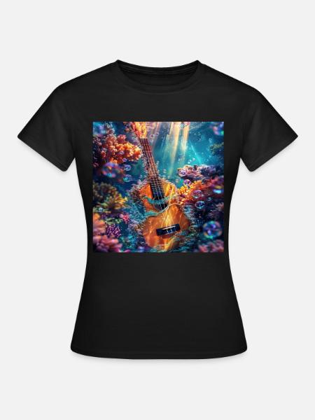 Ukulele - Frauen T-Shirt - Schwarz