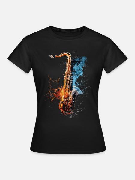 Saxophon - Frauen T-Shirt - Schwarz