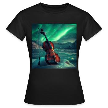 Violine - Frauen T-Shirt - Schwarz - Vorne - AI Model Female 172 dark (172cm)