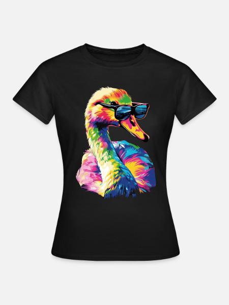 Schwan - Frauen T-Shirt - Schwarz