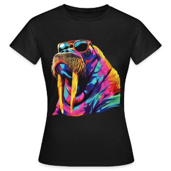Walross - Frauen T-Shirt - Schwarz - Vorne - AI Model Female 172 dark (172cm)