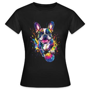 Französische Bulldogge - Frauen T-Shirt - Schwarz - Vorne - AI Model Female 172 dark (172cm)
