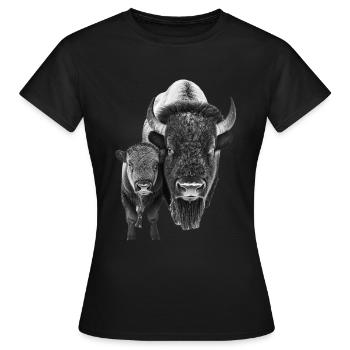 Bison - Frauen T-Shirt - Schwarz - Vorne - AI Model Female 172 dark (172cm)