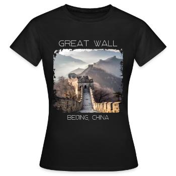 Große Mauer - Frauen T-Shirt - Schwarz - Vorne - AI Model Female 172 dark (172cm)