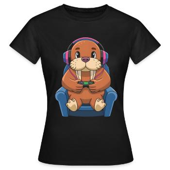 Walross - Frauen T-Shirt - Schwarz - Vorne - AI Model Female 172 dark (172cm)