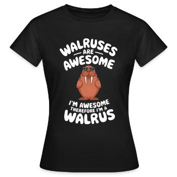 Walross - Frauen T-Shirt - Schwarz - Vorne - AI Model Female 172 dark (172cm)