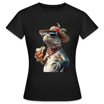 Leguan - Frauen T-Shirt - Schwarz - Vorne - AI Model Female 172 dark (172cm)