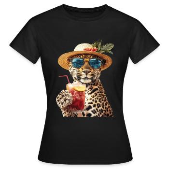 Leopard - Frauen T-Shirt - Schwarz - Vorne - AI Model Female 172 dark (172cm)