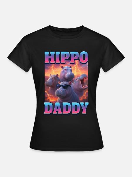 Nilpferd-Papa - Frauen T-Shirt - Schwarz