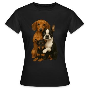 Chien Chiens Chiens mignons - T-shirt Femme - noir - Devant - AI Model Female 172 dark (172cm)