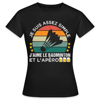 J' aime le badminton et l' apéro cadeau vintage - T-shirt Femme - noir - Devant - AI Model Female 172 dark (172cm)