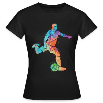 Fußballer Farbspritzer Fußball Kids Fußballspieler - Frauen T-Shirt - Schwarz - Vorne - AI Model Female 172 dark (172cm)