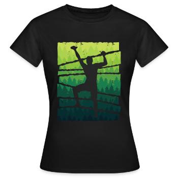 Klettern Freiklettern Jungen Berge Bouldern - Frauen T-Shirt - Schwarz - Vorne - AI Model Female 172 dark (172cm)