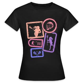 Lacrosse Player Ball Racket Lacrosse Girls - Women's T-Shirt - black - Front - AI Model Female 172 dark (172cm)