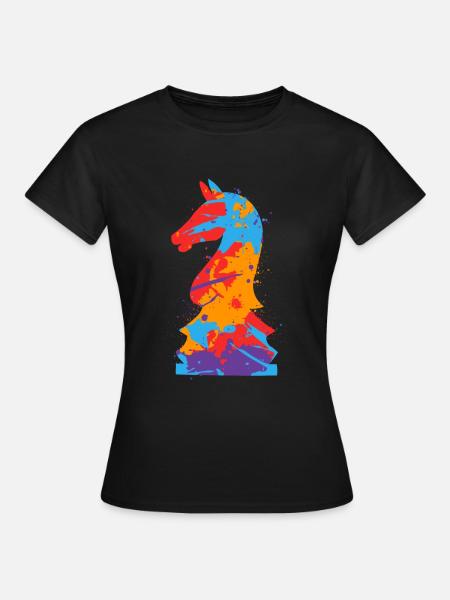 pièces d’échecs jeu de société coloré femmes échecs enfants - T-shirt Femme - noir