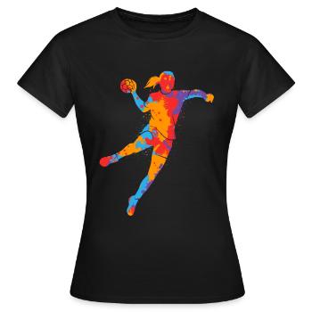 Handball Frauen bunt Handballspieler Handballerin - Frauen T-Shirt - Schwarz - Vorne - AI Model Female 172 dark (172cm)