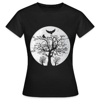 World ash tree with two ravens - Women's T-Shirt - black - Front - AI Model Female 172 dark (172cm)
