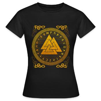 Noeud germanique Wotan Valknut et Futhark - T-shirt Femme - noir - Devant - AI Model Female 172 dark (172cm)