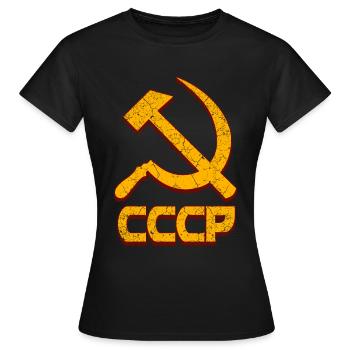 UdSSR - Sowjetunion - Hammer und Sichel - Frauen T-Shirt - Schwarz - Vorne - AI Model Female 172 dark (172cm)