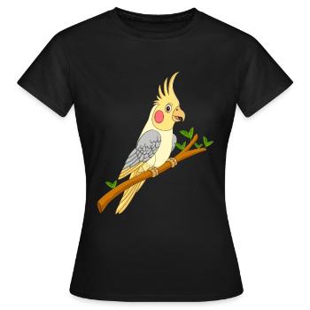 Nymphensittich auf Ast - Frauen T-Shirt - Schwarz - Vorne - AI Model Female 172 dark (172cm)