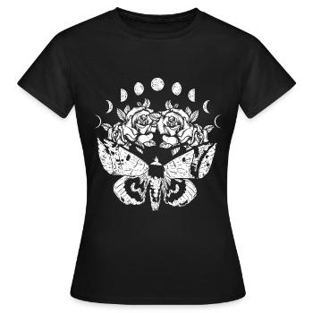 Moon rose moth witchcraft - Women's T-Shirt - black - Front - AI Model Female 172 dark (172cm)