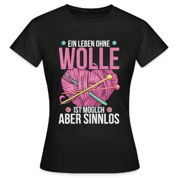 Drôle tricot laine disant - T-shirt Femme - noir - Devant - AI Model Female 172 dark (172cm)