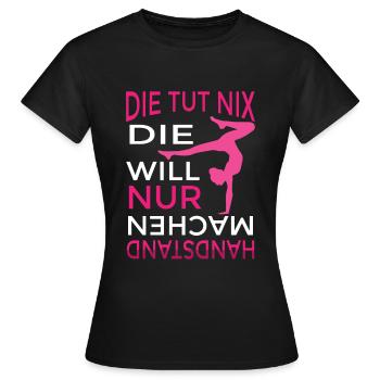 Handstand Turnerin Katze Gymnastik - Frauen T-Shirt - Schwarz - Vorne - AI Model Female 172 dark (172cm)