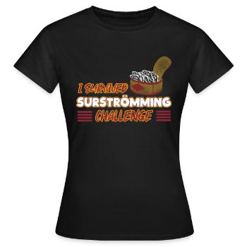 Funny Surstromming Fish Challenge - Women's T-Shirt - black - Front - AI Model Female 172 dark (172cm)