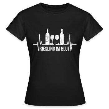 Riesling Weißwein Weinfest Herzschlag - Frauen T-Shirt - Schwarz - Vorne - AI Model Female 172 dark (172cm)