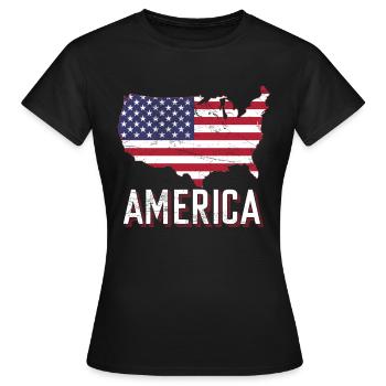 Amerika Flagge Land Form - Frauen T-Shirt - Schwarz - Vorne - AI Model Female 172 dark (172cm)