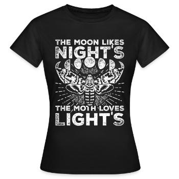 Les phases de la lune Motte Witchcraft Gothik Okkult - T-shirt Femme - noir - Devant - AI Model Female 172 dark (172cm)