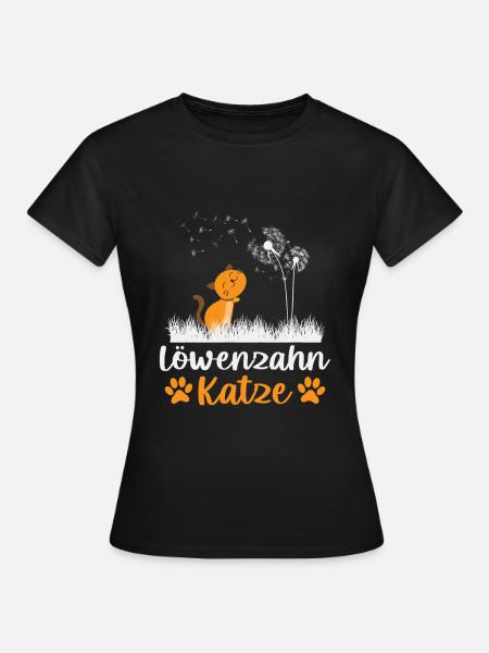 Löwenzahn Katze Pusteblume - Frauen T-Shirt - Schwarz
