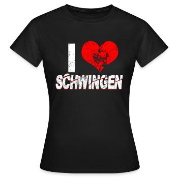 Ich liebe Schwingen - Frauen T-Shirt - Schwarz - Vorne - AI Model Female 172 dark (172cm)