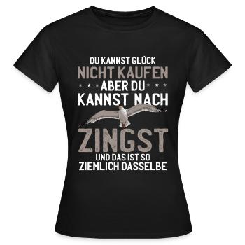 Zingst Sehnsucht Ostsee Fischland Möwe - Frauen T-Shirt - Schwarz - Vorne - AI Model Female 172 dark (172cm)