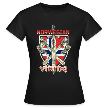Norwegischer Wikinger - Frauen T-Shirt - Schwarz - Vorne - AI Model Female 172 dark (172cm)