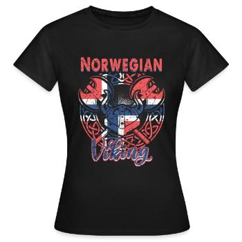Norwegischer Wikinger - Frauen T-Shirt - Schwarz - Vorne - AI Model Female 172 dark (172cm)